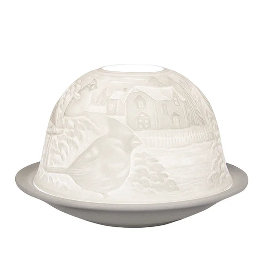 Dome-Light Seidenschwanz, Porzellan-Windlicht, KERZENFARM HAHN