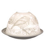 Dome-Light Vögel im Winter, Porzellan-Windlicht, KERZENFARM HAHN