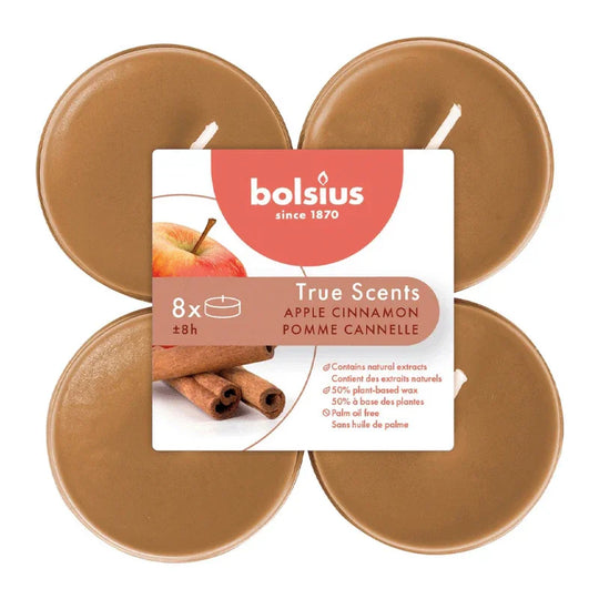 Duft-Maxilichter, Apple Cinnamon, True Scents, BOLSIUS, Ø60 mm, Brenndauer ca. 8h, 8 Stück pro Verpackung