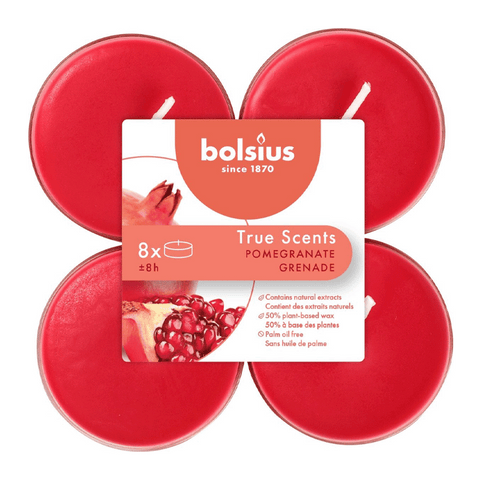 Duft-Maxilichter, Granatapfel, True Scents, BOLSIUS, Ø60 mm, Brenndauer ca. 8h, 8 Stück pro Verpackung