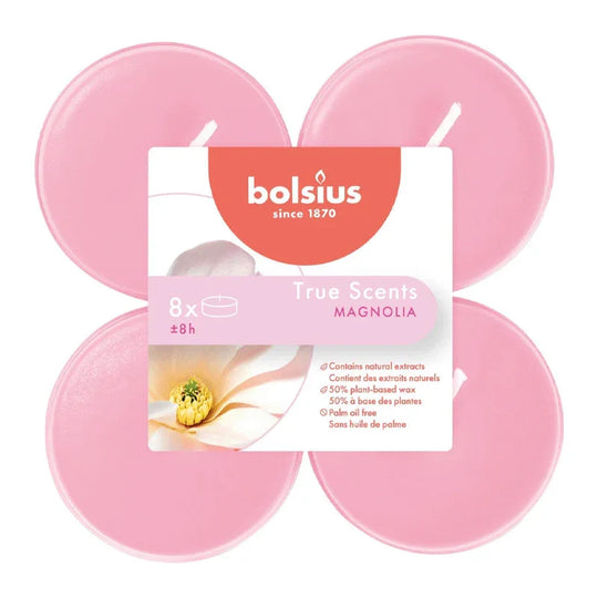 Duft-Maxilichter, Magnolie, True Scents, BOLSIUS, Ø60 mm, Brenndauer ca. 8h, 8 Stück pro Verpackung