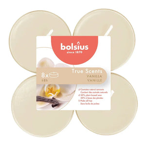 Duft-Maxilichter, Vanille, True Scents, BOLSIUS, Ø60 mm, Brenndauer ca. 8h, 8 Stück pro Verpackung