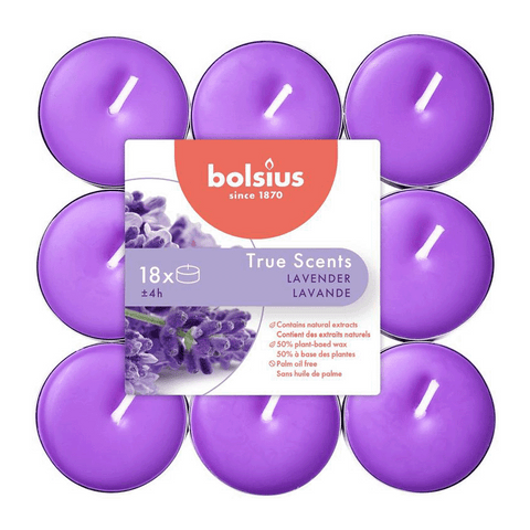 Duft-Teelichter, Französischer Lavendel, True Scents, BOLSIUS, Ø38 mm, Brenndauer ca. 4h, 18 Stück pro Verpackung