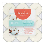 Duft-Teelichter, Fresh Cotton, True Scents, BOLSIUS, Ø38 mm, Brenndauer ca. 4h, 18 Stück pro Verpackung