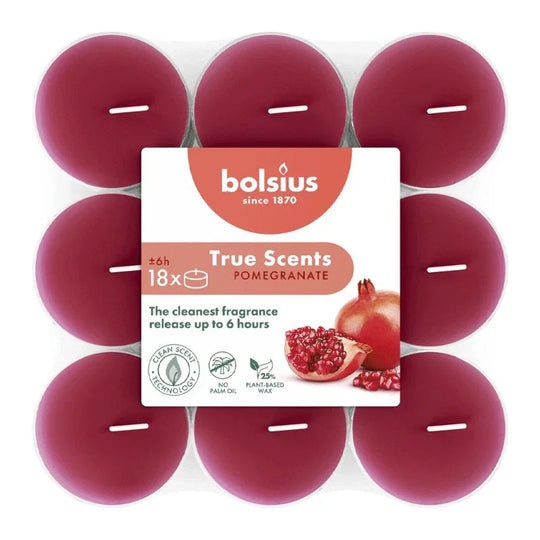 Duft-Teelichter, Granatapfel, True Scents, BOLSIUS, Ø39 mm, Brenndauer ca. 6h, 18 Stück pro Verpackung