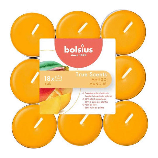 Duft-Teelichter, Mango, True Scents, BOLSIUS, Ø38 mm, Brenndauer ca. 4h, 18 Stück pro Verpackung