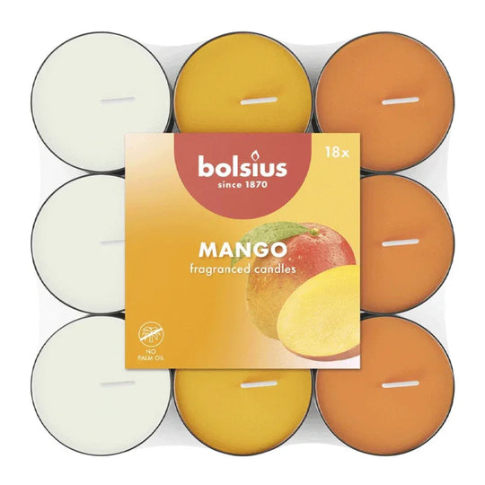 Duft-Teelichter, Mango, mehrfarbig, BOLSIUS, Ø38 mm, Brenndauer ca. 3.5h, 18 Stück pro Verpackung