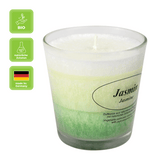 Duftkerze im Glas, Jasmin, 100% pflanzliches Stearin, KERZENFARM HAHN, mit reinen ätherischen Ölen, Brenndauer ca. 24h - luterna.de