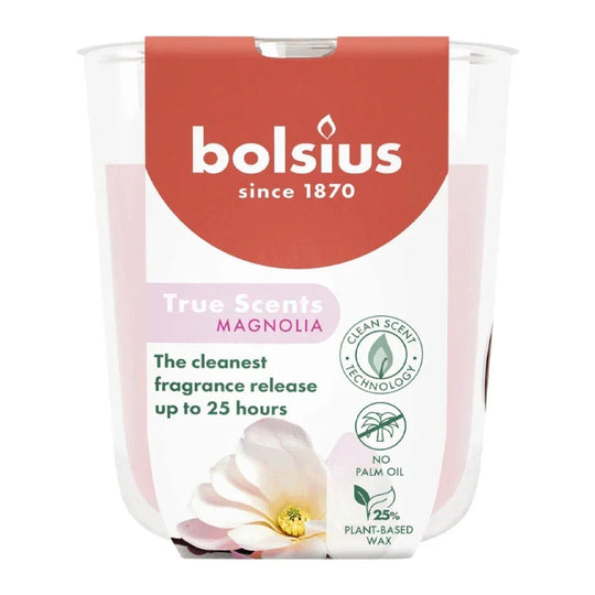 Duftkerze im Glas, Magnolie, True Scents, BOLSIUS, 80/73 mm, Brenndauer ca. 25h