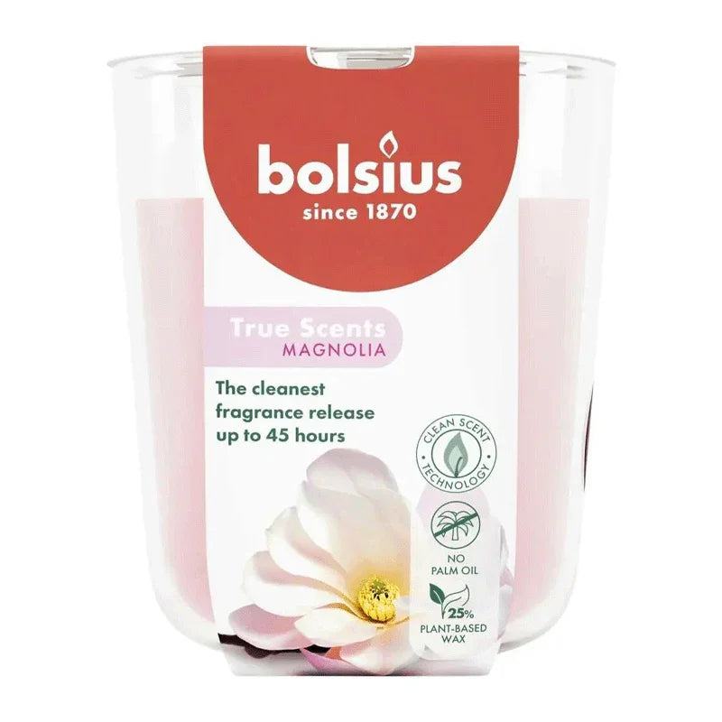 Duftkerze im Glas Magnolie, BOLSIUS, 45h –