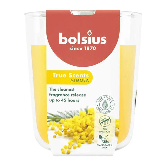 Duftkerze im Glas, Mimose, True Scents, BOLSIUS, 97/85 mm, Brenndauer ca. 45h
