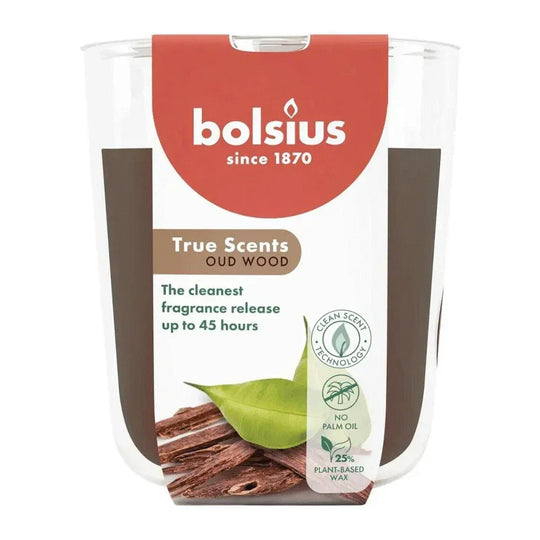 Duftkerze im Glas, Oud Wood, True Scents, BOLSIUS, 97/85 mm, Brenndauer ca. 45h