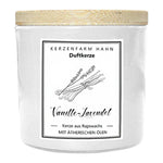 Duftkerze im Glas, Vanille-Lavendel, 100% pflanzliches Rapswachs, KERZENFARM HAHN, mit reinen ätherischen Ölen, Brenndauer ca. 17h