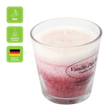 Duftkerze im Glas, Vanille-Patchouli, 100% pflanzliches Stearin, KERZENFARM HAHN, mit reinen ätherischen Ölen, Brenndauer ca. 24h - luterna.de