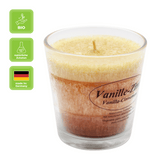 Duftkerze im Glas, Vanille-Zimt, 100% pflanzliches Stearin, KERZENFARM HAHN, mit reinen ätherischen Ölen, Brenndauer ca. 24h - luterna.de