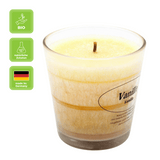 Duftkerze im Glas, Vanille, 100% pflanzliches Stearin, KERZENFARM HAHN, mit reinen ätherischen Ölen, Brenndauer ca. 24h - luterna.de