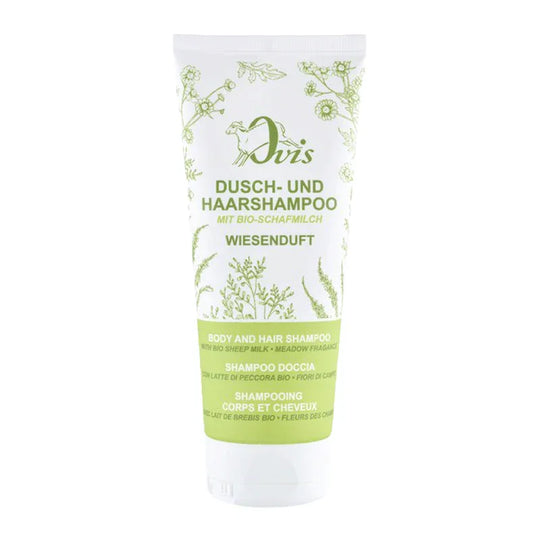 Dusch- & Haarshampoo Wiesenduft, Ovis Schafmilchseife, 100% natürlich, mit Bio-Schafmilch, 200 ml