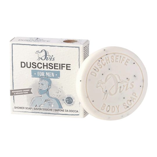 Duschseife für Männer, Ovis Schafmilchseife, 100% Bio, für ein wohltuend frisches Duschvergnügen, 100 g, verpackt