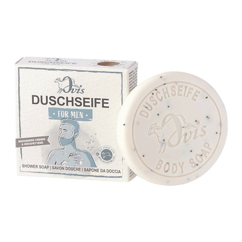 Duschseife für Männer, Ovis Schafmilchseife, 100% Bio, für ein wohltuend frisches Duschvergnügen, 100 g, verpackt