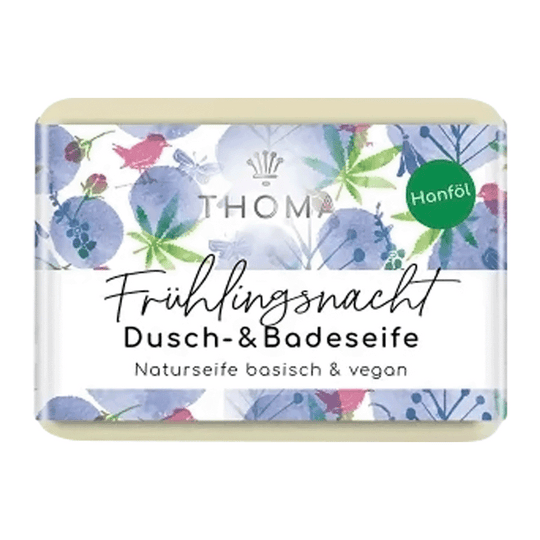Frühlingsnacht-Kakaobutterseife – vegan, THOMA Naturseifen-Manufaktur, wohlduftend, für ein samtig weiches Gefühl, 100 g, Hautpflege