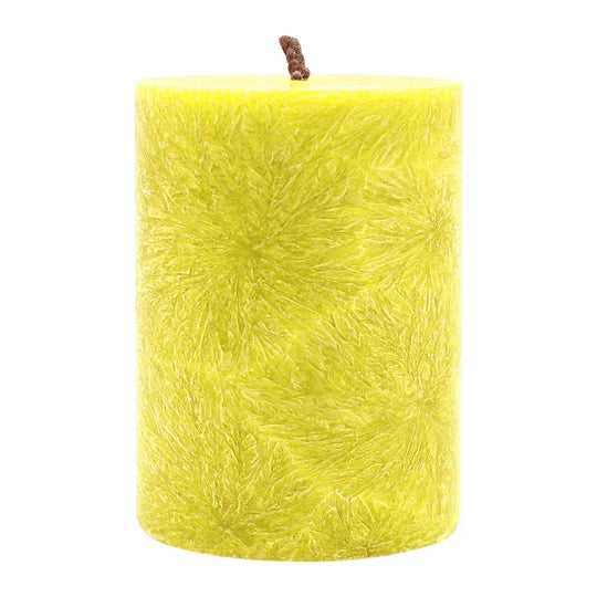 Stumpenkerze aus Stearin, Gelb, 50/65 mm, 100% pflanzlicher Wachs, KERZENFARM HAHN, Brenndauer ca. 15h