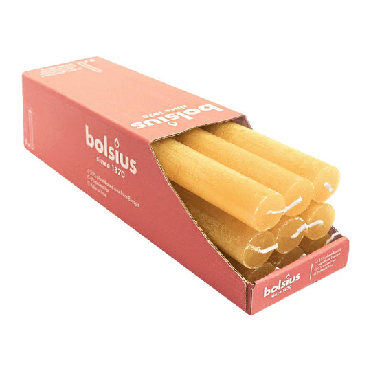 Stabkerzen Rustik, 23/270 mm, Honigwabengelb, BOLSIUS, Brenndauer ca. 13h, 9 Stück pro Verpackung