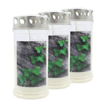 JEKA-Motivkerze "Efeu auf Stein", 100% Pflanzenöl, 75/170 mm, Brenndauer bis zu 4 Tage, Lieferumfang 3 Stück, Grabkerzen