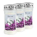 JEKA-Motivkerze "Erika", 100% Pflanzenöl, 75/170 mm, Brenndauer bis zu 4 Tage, Lieferumfang 3 Stück, Grabkerzen