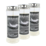 JEKA-Motivkerze "Feder/Stein", 100% Pflanzenöl, 75/215 mm, Brenndauer bis zu 7 Tage, Lieferumfang 3 Stück, Grabkerzen