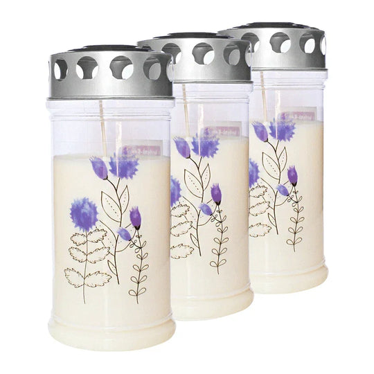 JEKA-Motivkerze "Kleeblüte", 100% Pflanzenöl, 75/170 mm, Brenndauer bis zu 4 Tage, Lieferumfang 3 Stück, Grabkerzen