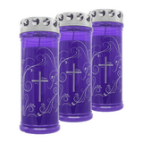 JEKA-Motivkerze "Kreuz-Ornament", 100% Pflanzenöl, 75/215 mm, Brenndauer bis zu 7 Tage, Lieferumfang 3 Stück, Grabkerzen