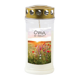 JEKA-Motivkerze "Oma", 100% Pflanzenöl, 75/170 mm, Brenndauer bis zu 4 Tage, Lieferumfang 3 Stück, Grabkerzen