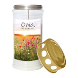 JEKA-Motivkerze "Oma", 100% Pflanzenöl, 75/170 mm, Brenndauer bis zu 4 Tage, Lieferumfang 3 Stück, Grabkerzen