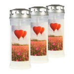 JEKA-Motivkerze "Wiese/Ballon", 100% Pflanzenöl, 75/215 mm, Brenndauer bis zu 7 Tage, Lieferumfang 3 Stück, Grabkerzen