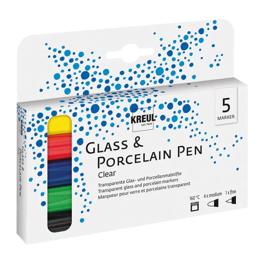 KREUL Glass & Porcelain Pen Clear 5er Set, Glas- & Porzellanmalstifte