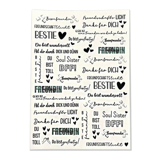 Kerzenfolie, Kerzentattoo "Beste Freundin", Schwarz, DIN A4