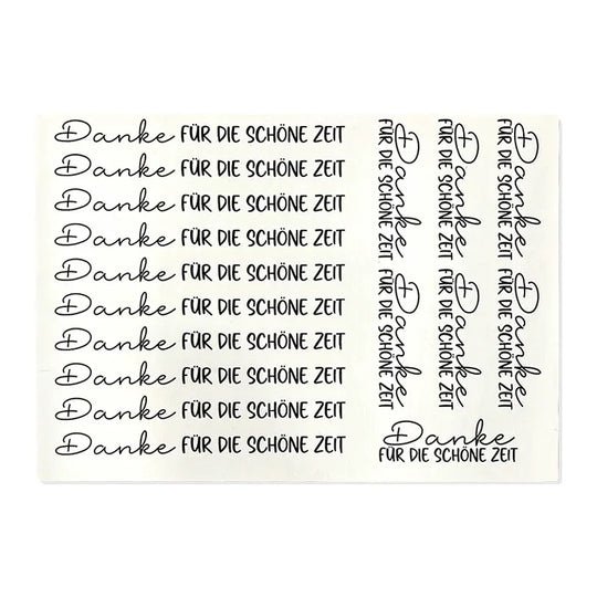 Kerzenfolie, Kerzentattoo "Danke für die schöne Zeit", Schwarz, DIN A5