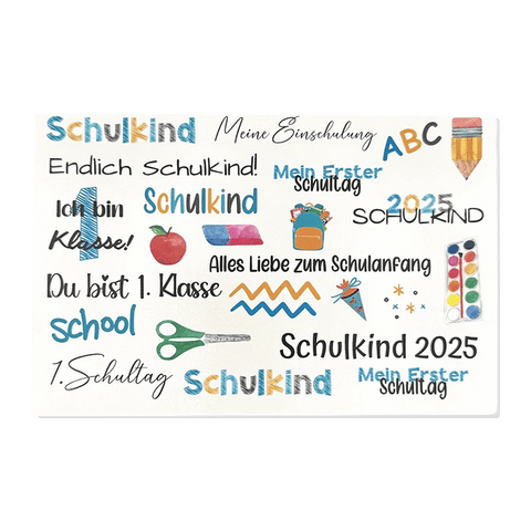 Kerzenfolie, Kerzentattoo "Einschulung", Rosa/ Farbig, DIN A5