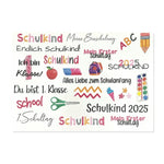 Kerzenfolie, Kerzentattoo "Einschulung", Rosa/ Farbig, DIN A5