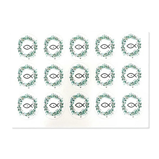 Kerzenfolie, Kerzentattoo "Fisch/Christentum", Farbig, DIN A5, Selbst zuschneidbare Teelichtsticker ohne Loch