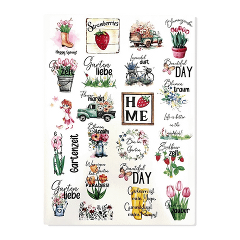Kerzenfolie, Kerzentattoo "Garten XL", Farbig, DIN A4