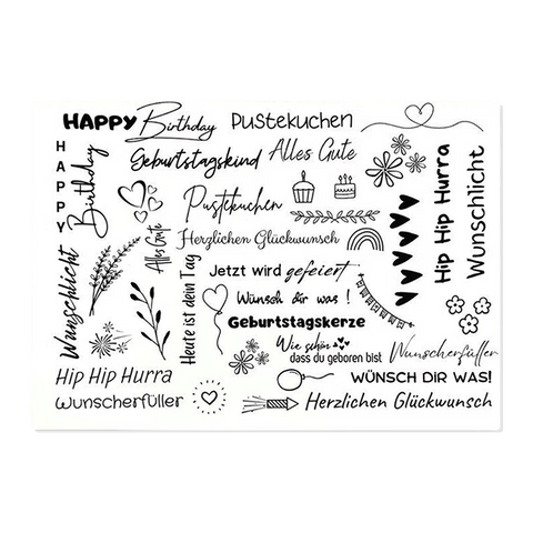 Kerzenfolie, Kerzentattoo "Geburtstag", Schwarz, DIN A5