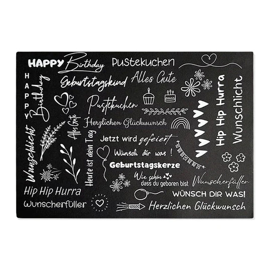 Kerzenfolie, Kerzentattoo "Geburtstag", Weiß, DIN A5