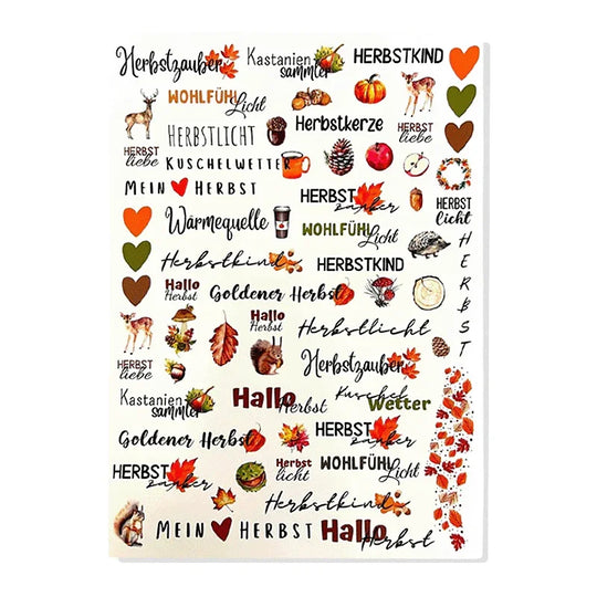 Kerzenfolie, Kerzentattoo "Hallo Herbst", Farbig, DIN A4