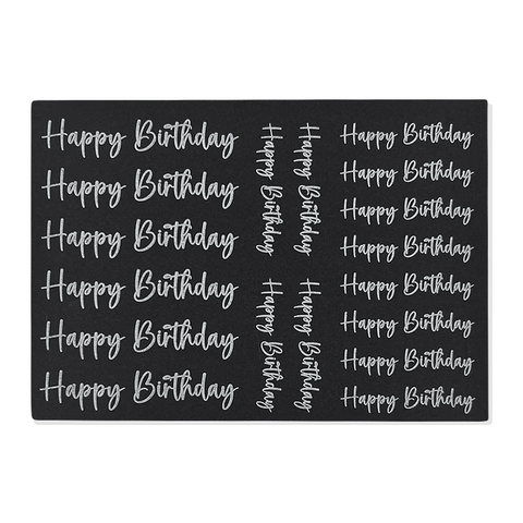 Kerzenfolie, Kerzentattoo "Happy Birthday", Weiß, DIN A5