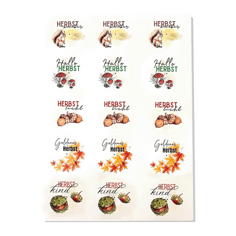 Kerzenfolie, Kerzentattoo "Herbst", Farbig, DIN A4, Selbst zuschneidbare Teelichtsticker ohne Loch