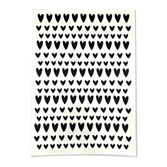 Kerzenfolie, Kerzentattoo "Herzen Mix", Schwarz, DIN A4