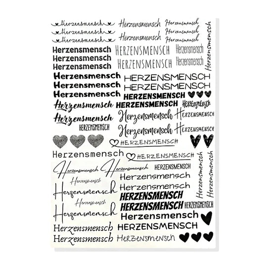 Kerzenfolie, Kerzentattoo "Herzensmensch", Schwarz, DIN A4