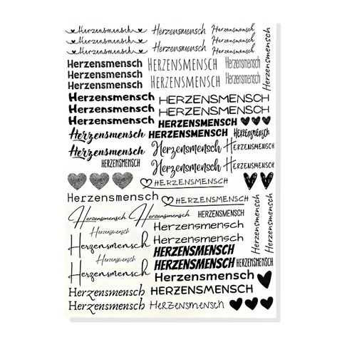 Kerzenfolie, Kerzentattoo "Herzensmensch", Schwarz, DIN A4