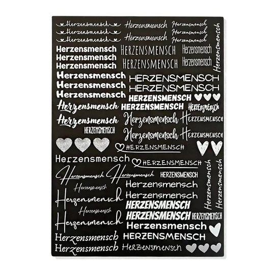 Kerzenfolie, Kerzentattoo "Herzensmensch", Weiß, DIN A4